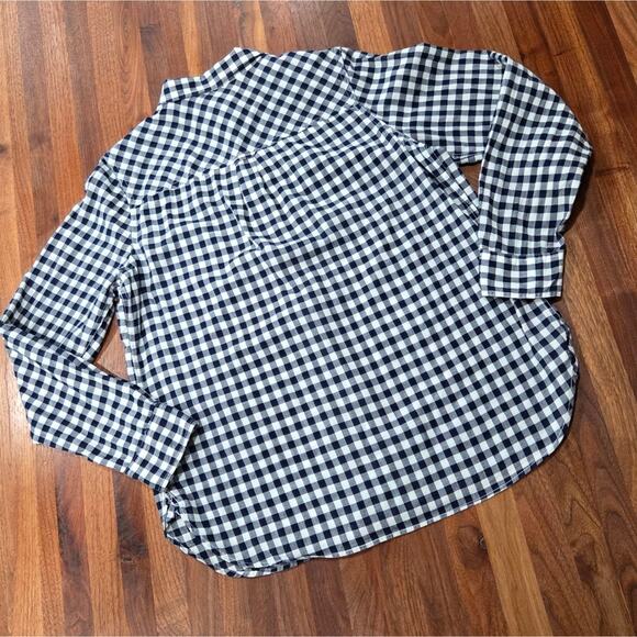 J. Crew Classic Button Front Boy Fit Shirt Gingham Print Shirt C6086 Size 12 - Picture 2 of 8